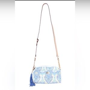 Dena Women’s Blue Patterned Crossbody Bag with Tassel